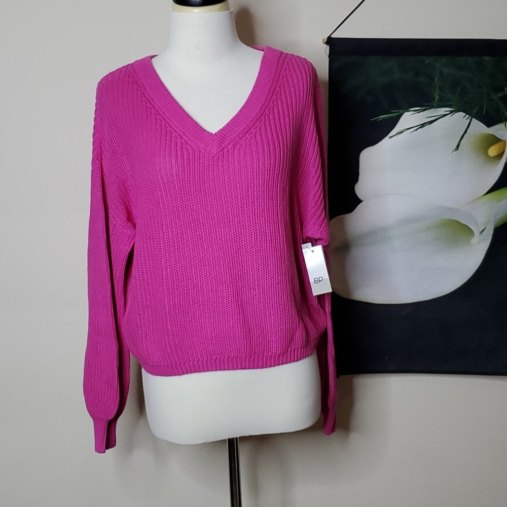NWT BP Popcorn Knit V Neck Sweater